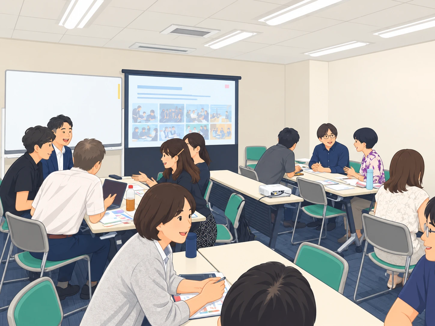 AI教材活用研究会・静岡でのワークショップの様子をイラスト化した画像
